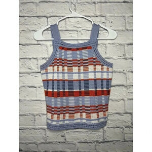 Banana Republic PLAID CROPPED SWEATER TANK XS.
